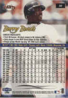 Back of 1998 Ultra baseball Card50Barry Bonds 