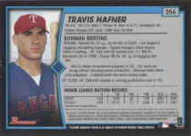 Back of 2001 Bowman Card 256 Travis Hafner Rookie