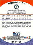 back of 2003 Pepsi Fleer Mini Baseball Card Ichiro