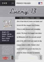 Back of 2006 Ultra baseball Card 249 Prince Fielder RL13
