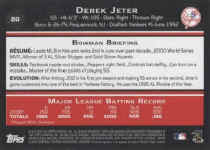 Back of 2009 Bowman Card 80 Derek Jeter