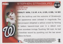 back of 2010 Topps Update US-55 Stephen Strasburg