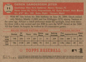 2001 Topps Heritage Derek Jeter Card 11