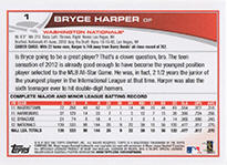 2013 Topps Bryce Harper Card 1 Back