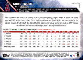 2016 Topps Mike Trout Card 1 back
