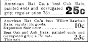 1900 American Bat Co. Baseball Bat ads