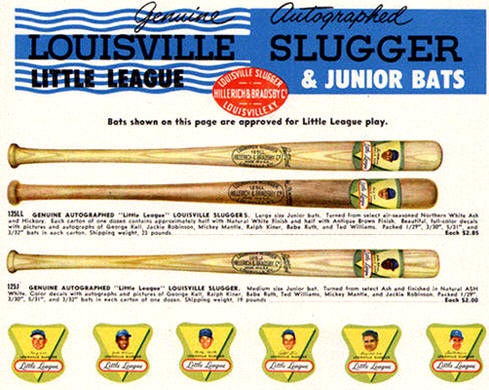 125LL Ted Williams 'Genuine Autographed' Little League Louisville Sluggers Decal Baseball Bat