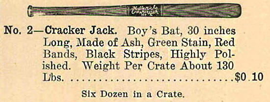 1914 Catalog No. 2 Hillerich's Cracker Jack bat