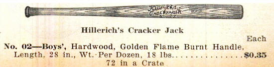 1923 Catalog N0. 2 Hillerich's Cracker Jack bat