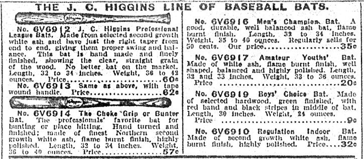 JC Higgins Sears Brand Baseball Bats
