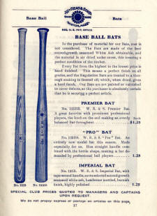 1910 Wm Read & Sons Baseball Bat Catalog