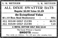 1925 Penn State Collegian page ad Dixie Swatter Baseball Bats