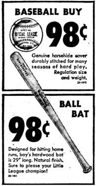 1961 Gambles Baseball Bat Ad