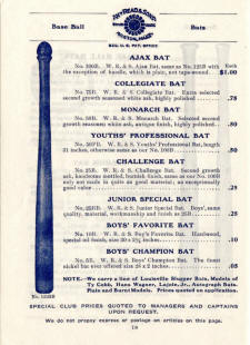 1910 William Read & Sons Baseball Bat Catalog