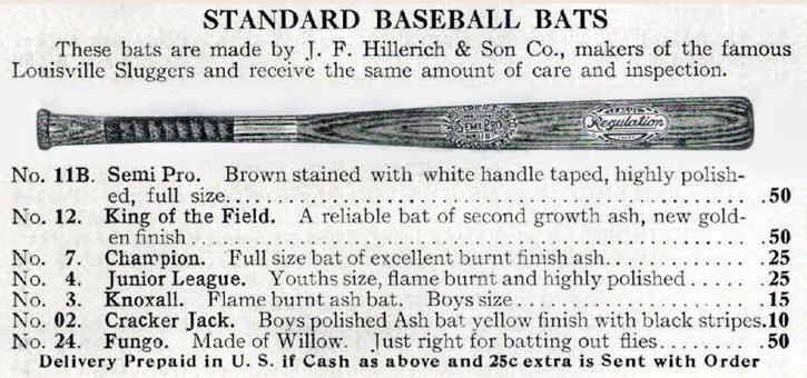 J.F. Hillerich & Son Co. No. 11B Semi-Pro Baseball Bats
