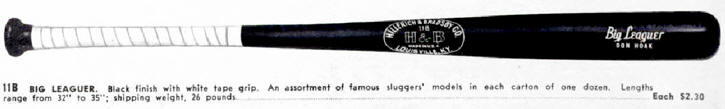 1960-1964 No. 11B "Big Leaguer" Standard H&B baseball bat