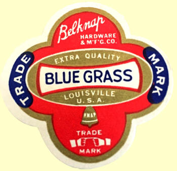 BELKNAP BLUE GRASS Hardware Store Louisville KY NOS Original Advertising Label 