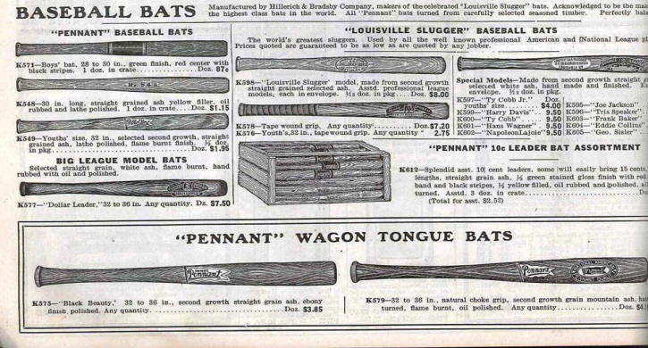 1918 Butler Brothers Pennant Brand Baseball Bat catalog