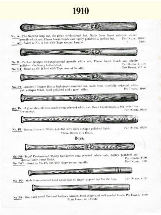 1910 Pontiac Turning Co. Baseball Bat catalog