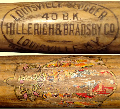1917-1920 Benny Kauff 40 B.K. Decal Baseball bat