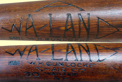 W.H. Gunlocke Chair Co. Wa-Land Baseball Bats