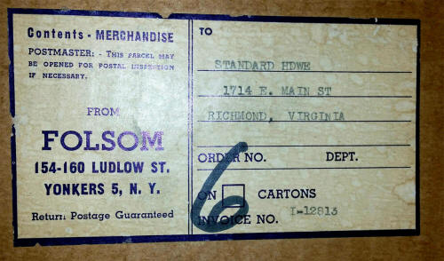 Folsom Sporting Goods Shipping Label