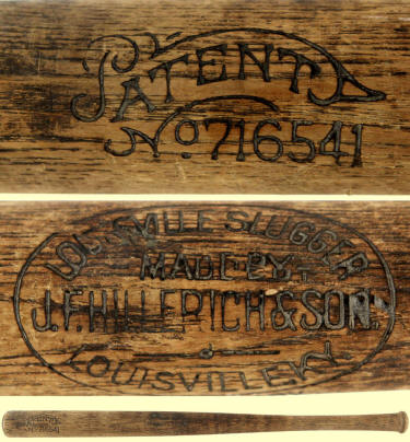J.F. Hillerich & Son Baseball Bat Patent No.716541