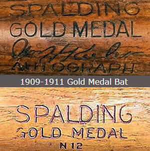 1909-1918 Gold Medal Baseball Bats