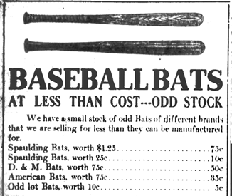 1909 Old-Stock Baseball Bat Closeout
