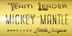 Mickey Mantle H&B 77 Team Leader Little League Baseball Bat