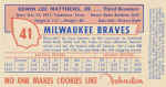 Johnston Cookies 1954 Milwaukee Braves
Baseball Card set