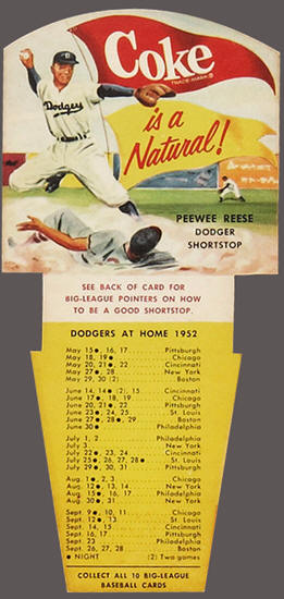 1952 Coca-Cola Baseball Tips Schedule