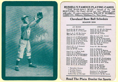 1910 Russel's Famous Playing Cards Schedule