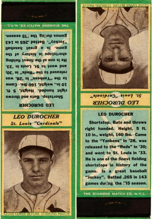 1935-1936 U3 Diamond Matchbook Covers Baseball 