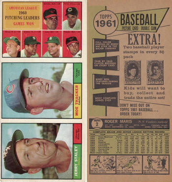1961 Topps Baseball Salesman Sample 3-Card Panels