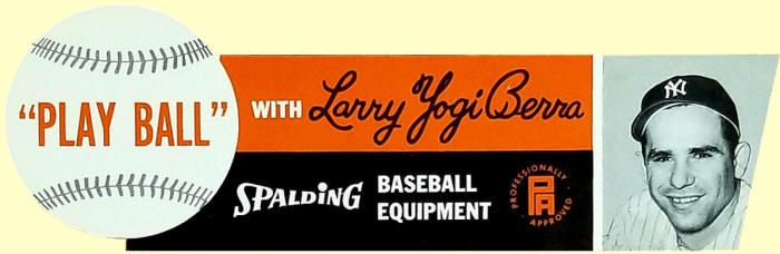1962 Spalding Yogi Berra Die-cut Adverting Card