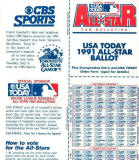 1991 All Star Game Official Ballot