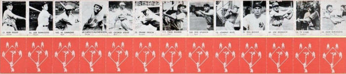 1950 Miniature Strip Baseball Stars Vending Cards