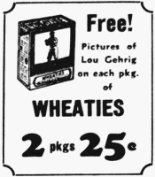 1934 Wheaties Lou Gehrig Ad