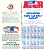 1992 All Star Game Official Ballot