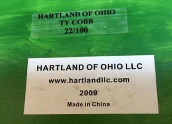 2009 Ty Cobb Hartland Collectors Club Figurine Bottom