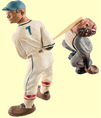 1946 Rittgers Batter Catcher Baseball Figurine set