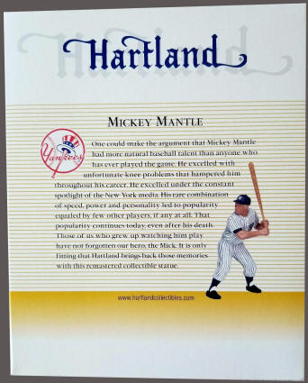 SCD - Hartland Collectibles Classic 18 Statues -Mickey Mantle Box