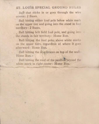 1933-1935 Walter Johnson Manager Sportsman's Park Official Batting Order Lineup Card