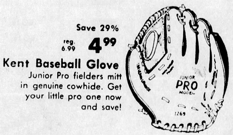 Kent Sporting Goods Company Baseball Glove ad