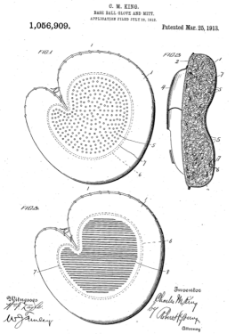 Perforated Palm Catchers Mitt C.M. King Patent 