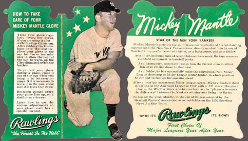 1954-1957 Rawlings Mickey Mantle Glove Tag