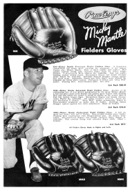 1954 Rawlings Mickey Mantle Gloves Catalog ad