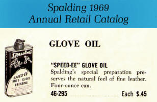 1969 Spalding SPEED-EE Mitt & Glove Dressing catalog ad