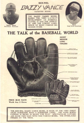 Dazzy Vance inerlocking lace Fingers baseball Glove